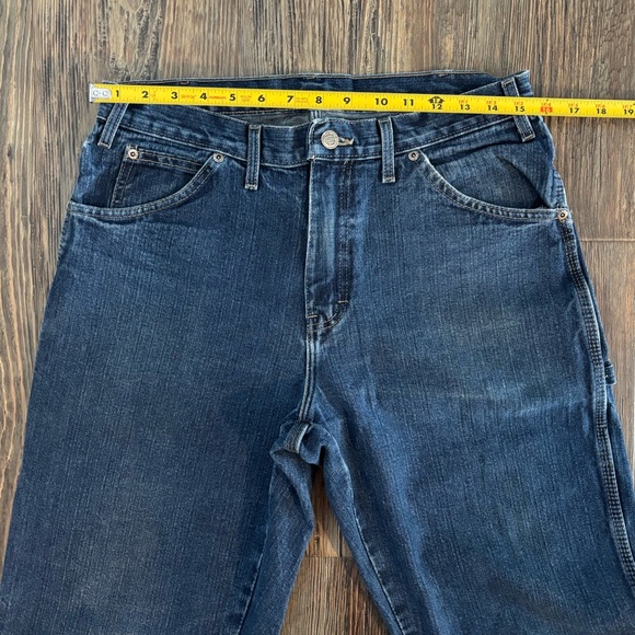 Dickies Carpenter Jeans Mens 32x32 Dark Blue Denim Workwear - Picture 4 of 8